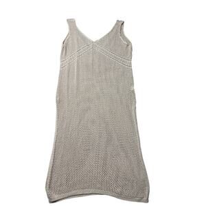 POGTMM Womens L Neutral Tan Crochet Midi Stretchy Swimsuit Cover Up